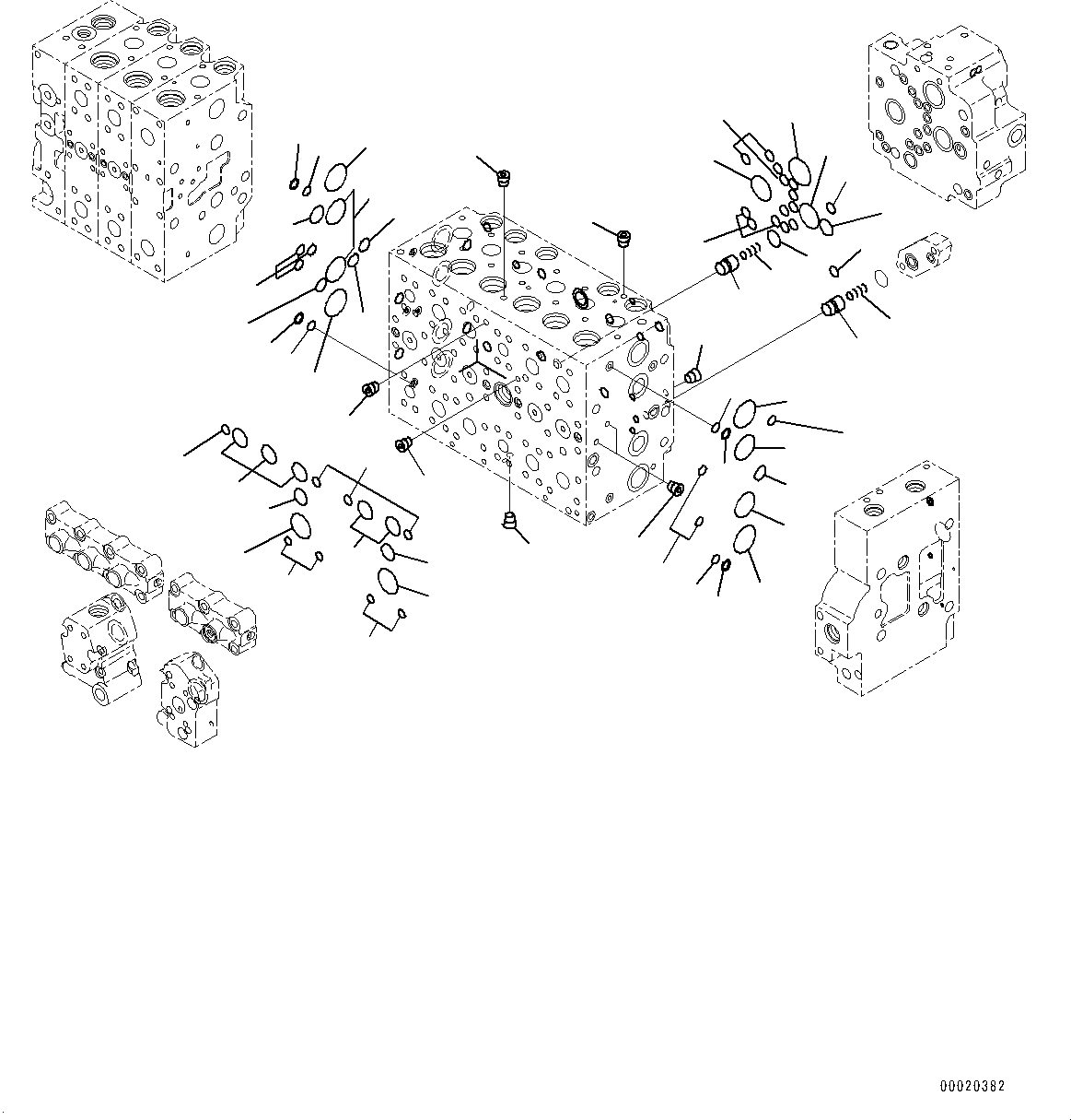 Схема запчастей Komatsu PC300-8 - УПРАВЛЯЮЩ. КЛАПАН, 9-СЕКЦИОНН. (/) (№-) УПРАВЛЯЮЩ. КЛАПАН, -ДОПОЛН. АКТУАТОР ТРУБЫ, АККУМУЛЯТОР