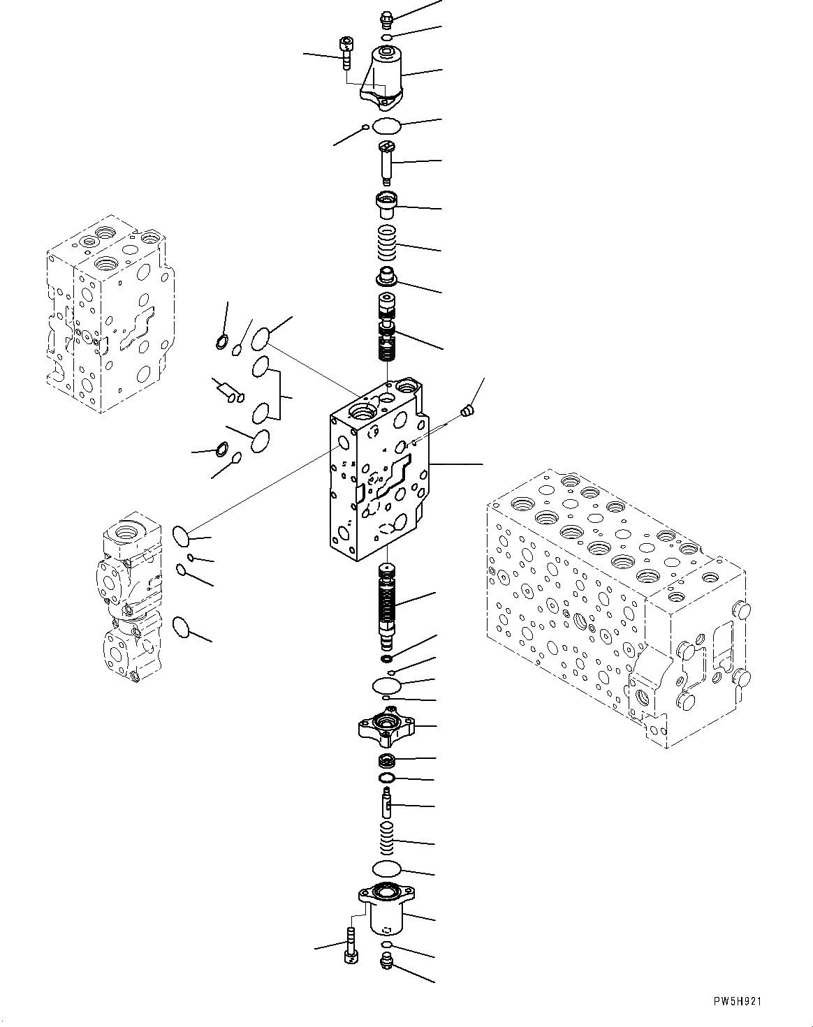 Схема запчастей Komatsu PC300-8 - УПРАВЛЯЮЩ. КЛАПАН, 8-СЕКЦИОНН. (/) (№-) УПРАВЛЯЮЩ. КЛАПАН, -ДОПОЛН. АКТУАТОР ТРУБЫ, АККУМУЛЯТОР