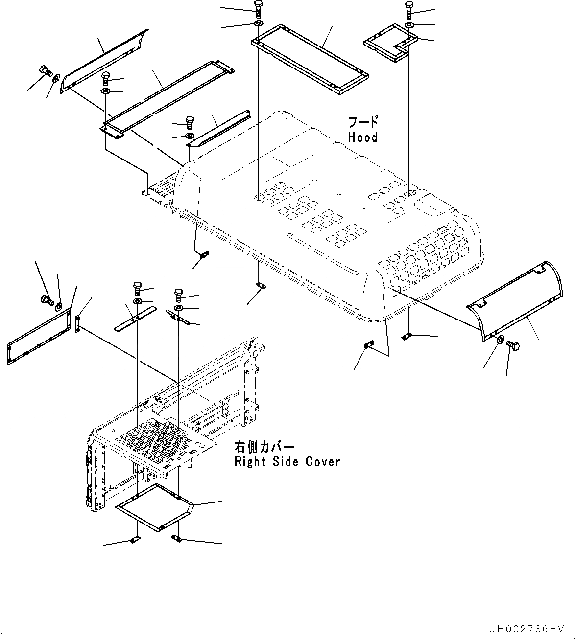 Схема запчастей Komatsu PC300-8 - КАПОТ, КАПОТ, NET (№-) КАПОТ, С DUSTЗАЩИТА NET
