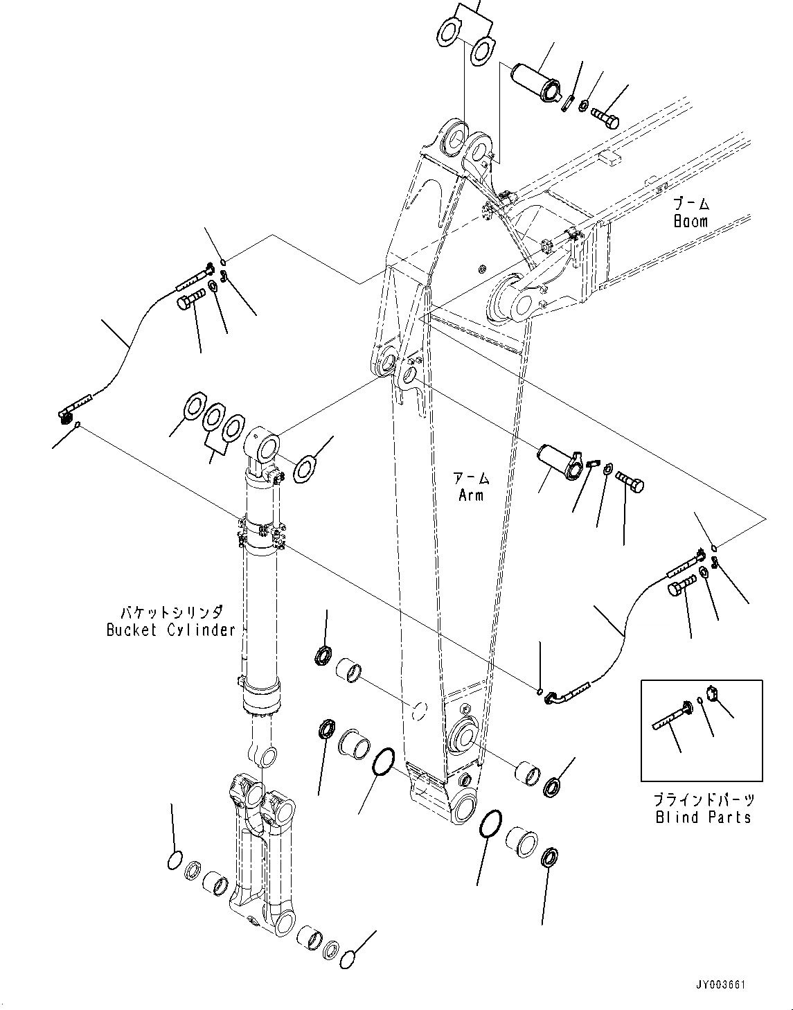 Схема запчастей Komatsu PC300-8 - РУКОЯТЬ, ПАТРУБКИ ЦИЛИНДРА КОВША И ПАЛЕЦ (№-) РУКОЯТЬ, .M, ЧАС. СИСТ. СМАЗКИ ТИП