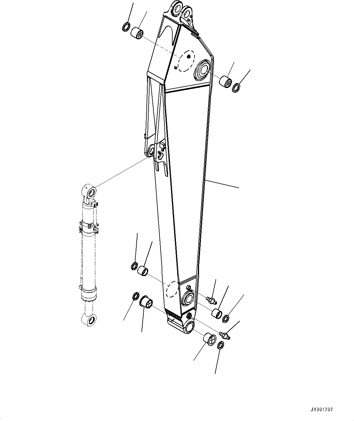 Схема запчастей Komatsu PC300-8 - РУКОЯТЬ, РУКОЯТЬ И ВТУЛКА (№-) РУКОЯТЬ, .M, ЧАС. СИСТ. СМАЗКИ ТИП