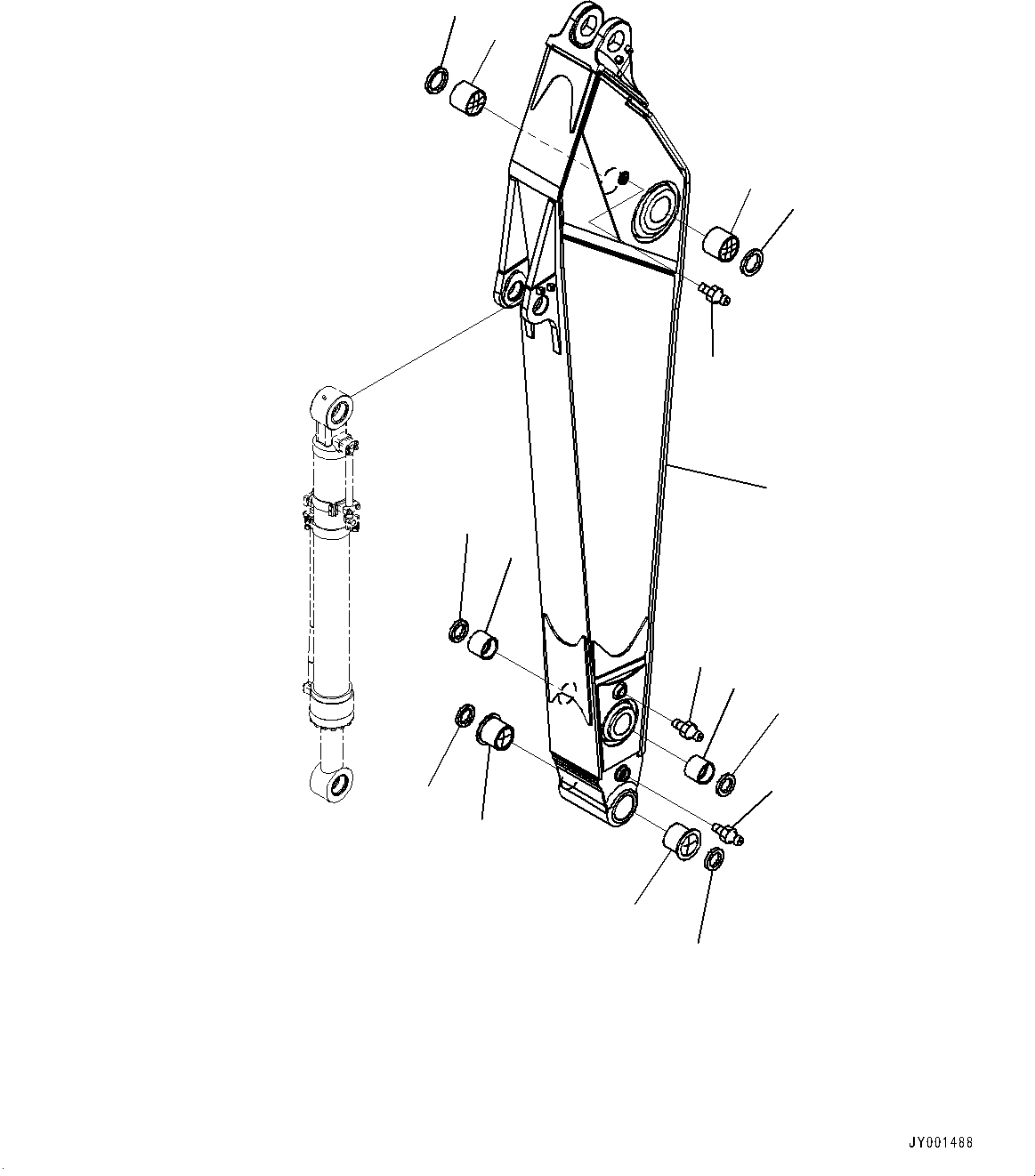 Схема запчастей Komatsu PC300-8 - РУКОЯТЬ, РУКОЯТЬ И ВТУЛКА (№-) РУКОЯТЬ, .M, УСИЛ.ENED, ЧАС. СИСТ. СМАЗКИ ТИП, ДЛЯ ALCOA