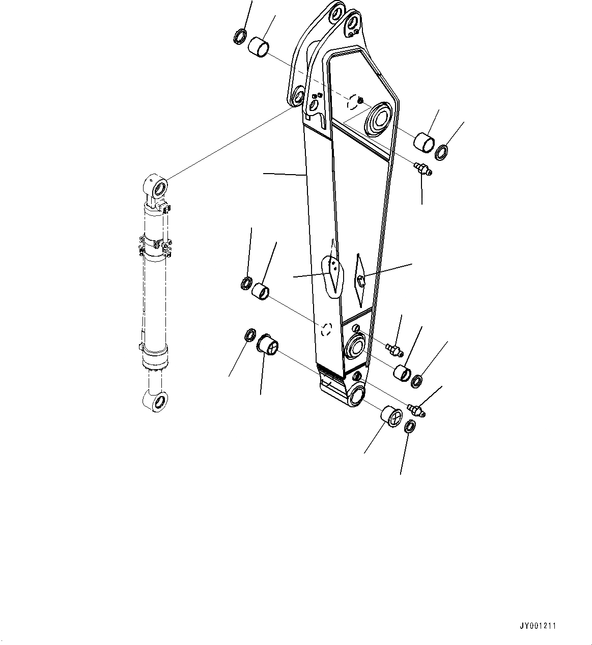 Схема запчастей Komatsu PC300-8 - РУКОЯТЬ, РУКОЯТЬ И ВТУЛКА (№-) РУКОЯТЬ, .M, ЧАС. СИСТ. СМАЗКИ ТИП