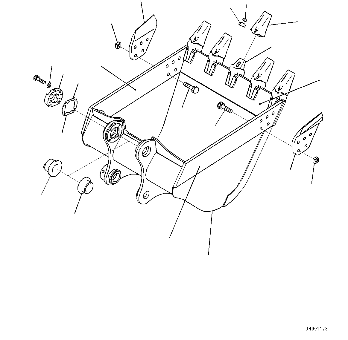 Схема запчастей Komatsu PC300-8 - ЭКСКАВАТ. КОВШ, (/) (№-) ЭКСКАВАТ. КОВШ, .M, MM ШИР., ВЕРТИКАЛЬН. ПАЛЕЦ, THRUST ADJUSTMENT, С БОКОРЕЗЫ, ПОДЪЕМ КРЮК