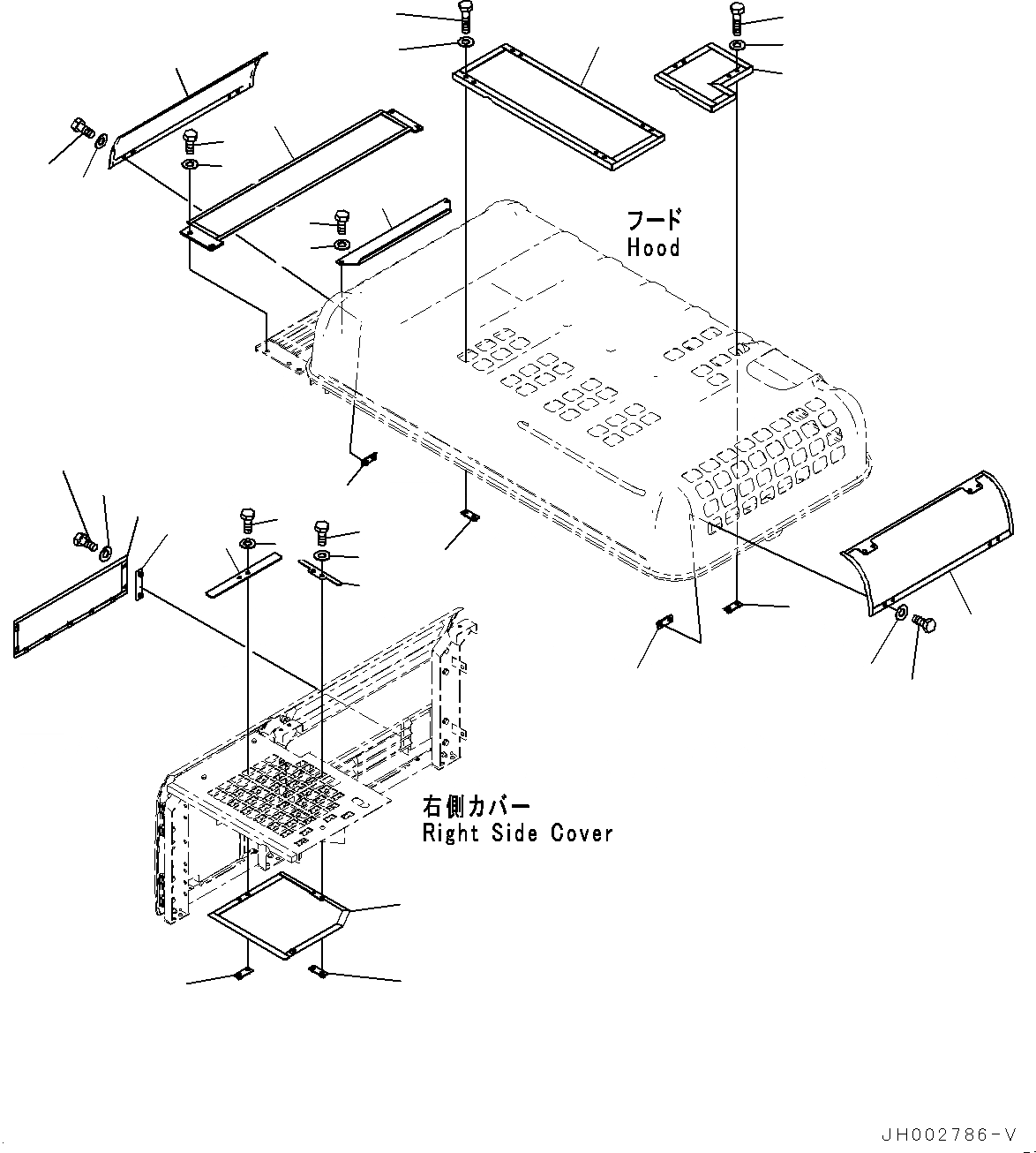 Схема запчастей Komatsu PC300LC-8 - КАПОТ, КАПОТ, NET (№-) КАПОТ, С DUSTЗАЩИТА NET