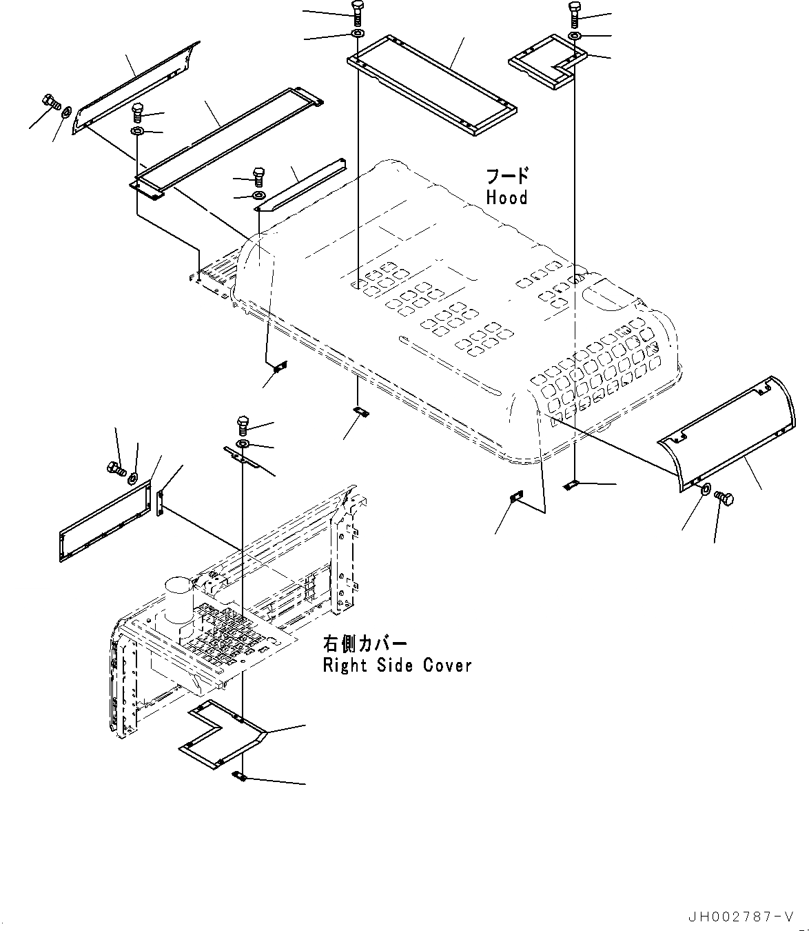 Схема запчастей Komatsu PC300LC-8 - КАПОТ, КАПОТ, NET (№-) КАПОТ, С DUSTЗАЩИТА NET