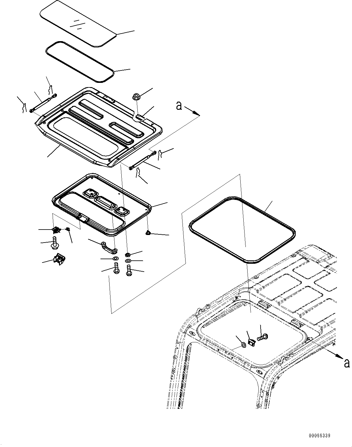 Схема запчастей Komatsu PC350LC-8 - КАБИНА, ОКНО В КРЫШЕ (№7-) КАБИНА, -ДОПОЛН. АКТУАТОР ТРУБЫ, АККУМУЛЯТОР, С AMBER COLOR WARNING МИГАЛКА, СИГНАЛИЗ. ПЕРЕГРУЗКИ, АВТОМАТИЧ. КОНДИЦ. ВОЗДУХА, БОЛ. WIND
