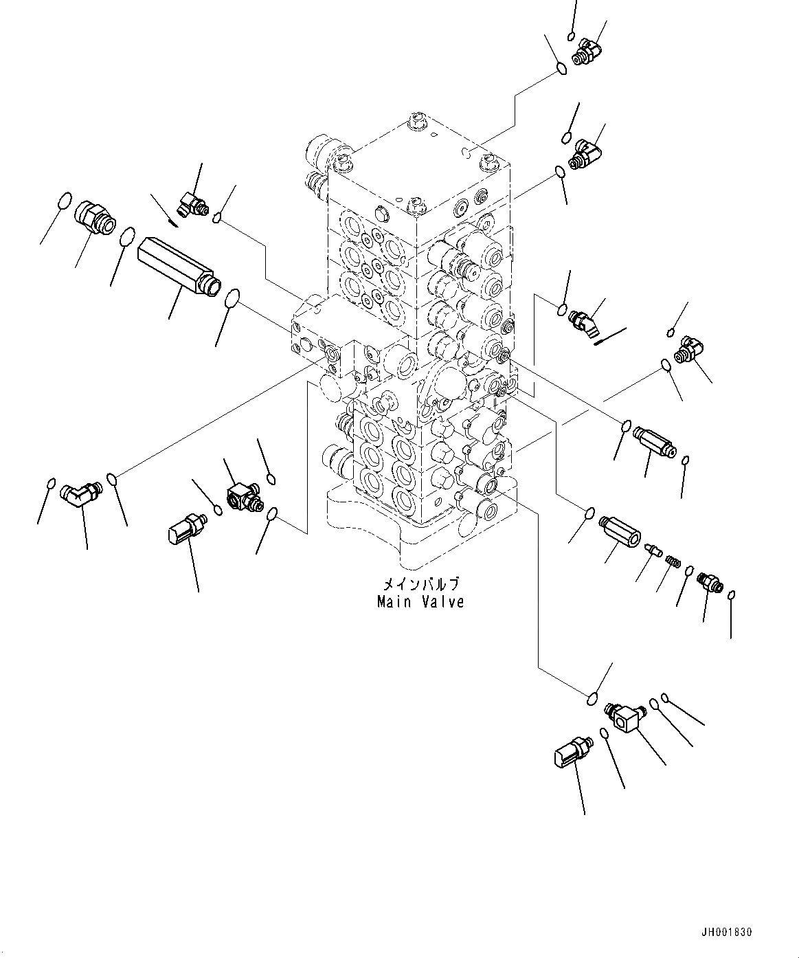 Схема запчастей Komatsu PC130-8 - УПРАВЛЯЮЩ. КЛАПАН, СОЕДИНИТЕЛЬН. ЧАСТИ, LS, ГЛАВН. ТРУБЫ, / (№8-) УПРАВЛЯЮЩ. КЛАПАН, ОТВАЛ СПЕЦ-ЯIFICATION, -АКТУАТОР
