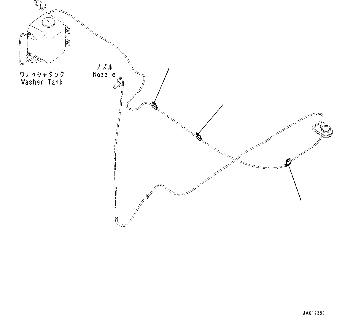 Схема запчастей Komatsu PC130-8 - ОМЫВАТЕЛЬ СТЕКЛА ШЛАНГИ КРЕПЛЕНИЕ (№8-) ОМЫВАТЕЛЬ СТЕКЛА ШЛАНГИ КРЕПЛЕНИЕ