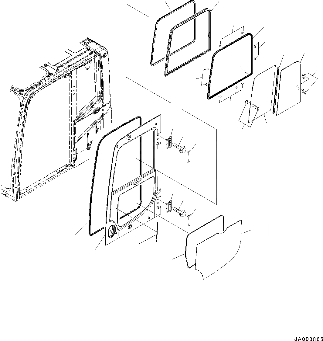 Схема запчастей Komatsu PC130-8 - КАБИНА, ДВЕРЬ (№8-899) КАБИНА, КАБИНА ROPS, ПРАВ. И ЗАДН. ФИКС. ОКНА, БЕЗ AM-FM РАДИО, KOMTRAX