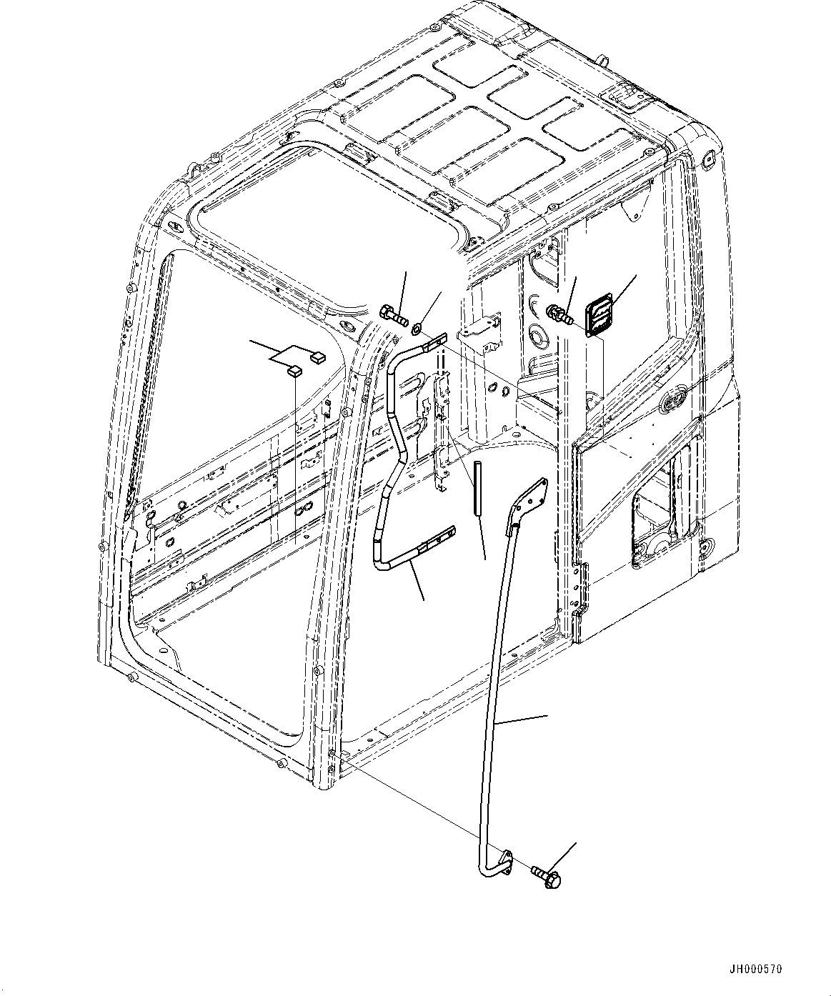 Схема запчастей Komatsu PC130-8 - КАБИНА, PRESSURE КЛАПАН И РУЧКА (№8-) КАБИНА, КАБИНА ROPS, ПРАВ. И ЗАДН. ФИКС. ОКНА, БЕЗ AM-FM РАДИО, KOMTRAX