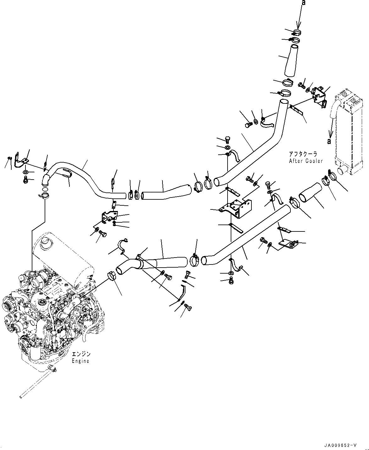 Схема запчастей Komatsu D39EX-22 - РАДИАТОР, ПОСЛЕОХЛАДИТЕЛЬ ТРУБЫ (№-) РАДИАТОР