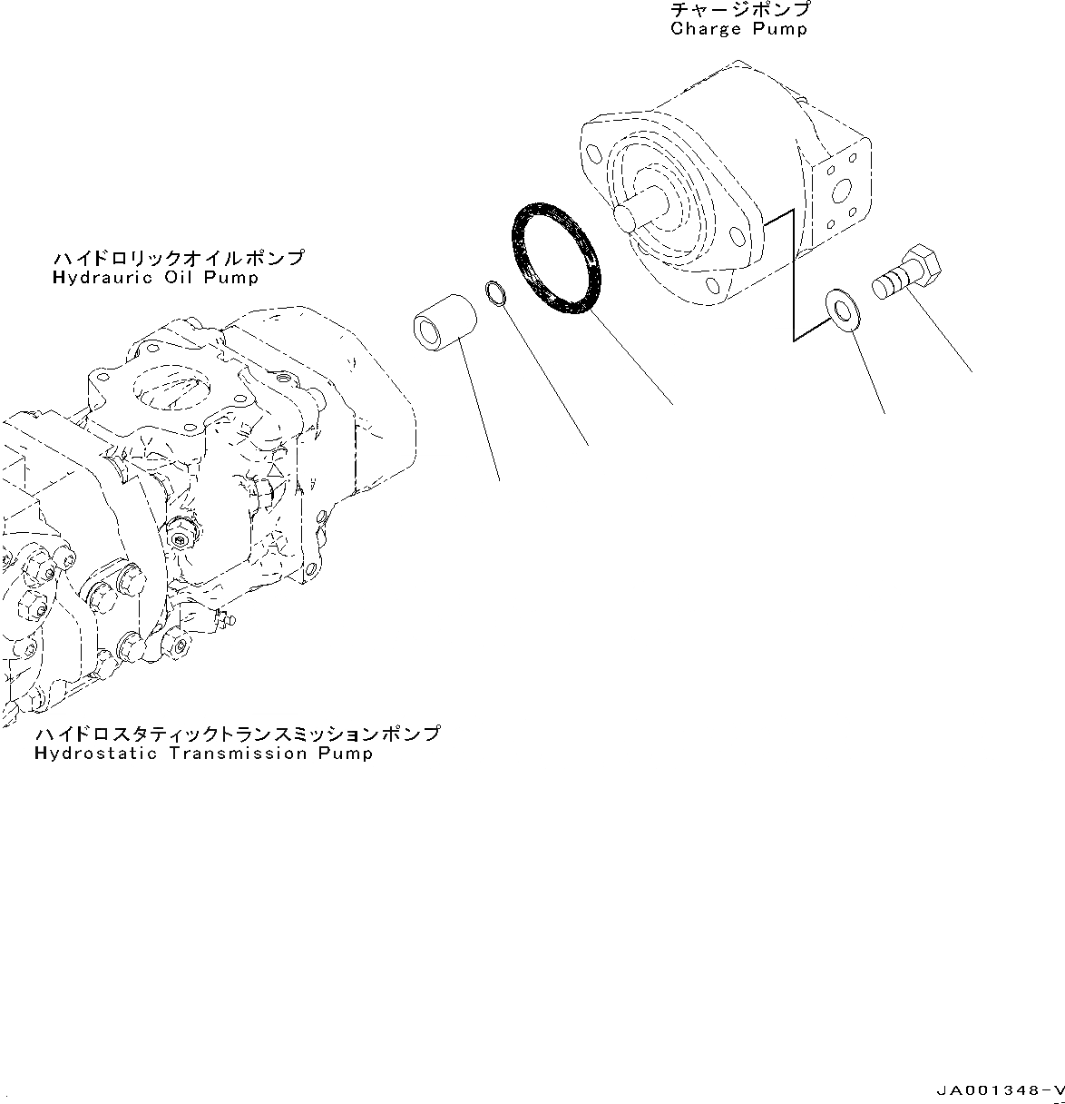 Схема запчастей Komatsu D39EX-22 - ГИДРАВЛ МАСЛ. НАСОС, ПОДКАЧИВАЮЩ. НАСОС, СОЕДИНЕНИЕ (№-) ГИДРАВЛ МАСЛ. НАСОС