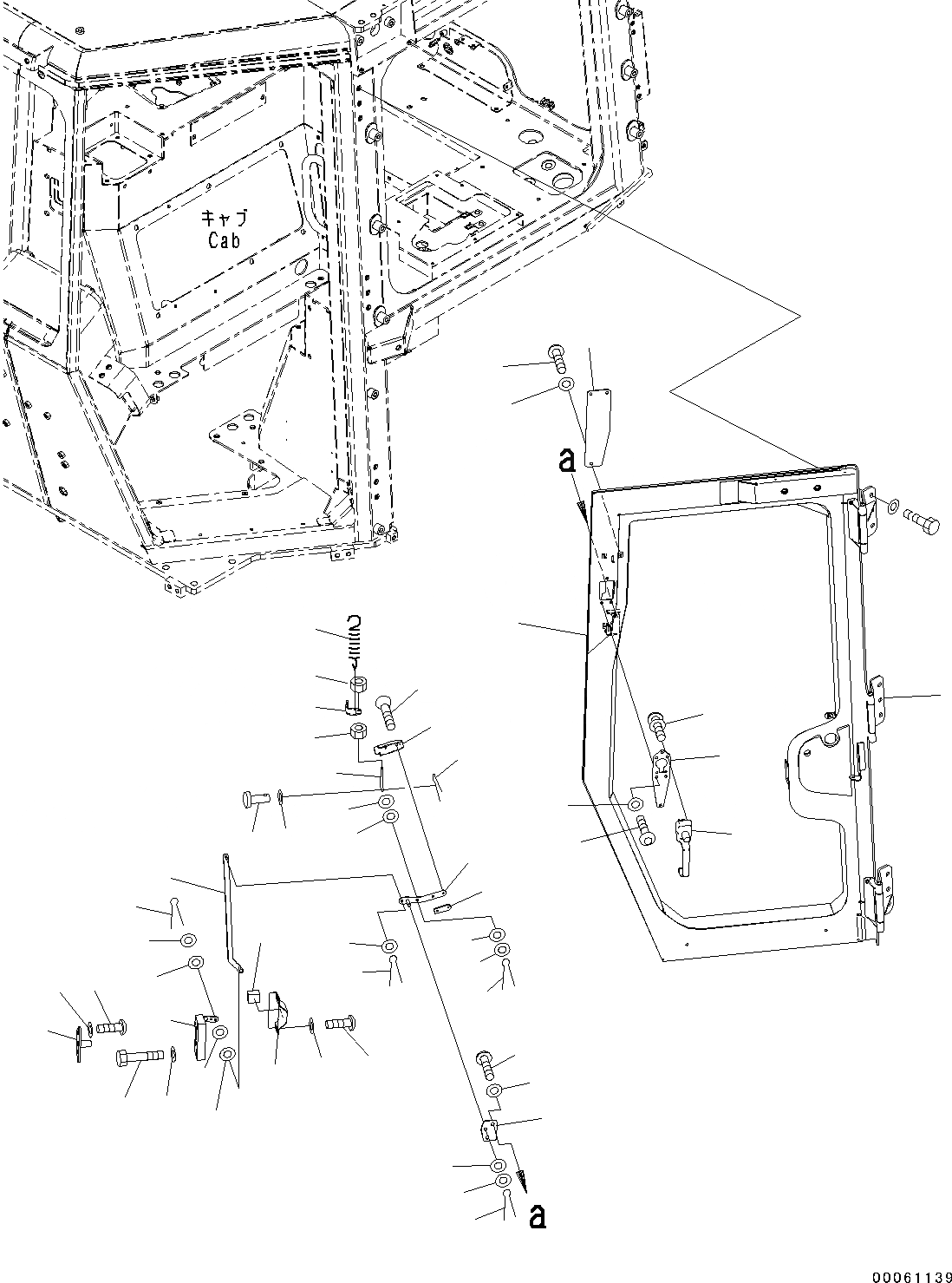 Схема запчастей Komatsu D39EX-22 - КАБИНА ROPS, ДВЕРЬ И LATCH, ЛЕВ. (№-) КАБИНА ROPS, PROVISION ДЛЯ РАДИО УСТАНОВКА, С МАСТЕР КЛЮЧ, ДЛЯ MACHINE С KOMTRAX