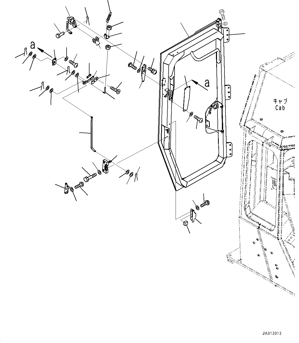 Схема запчастей Komatsu D39EX-22 - КАБИНА ROPS, ДВЕРЬ И LATCH, ПРАВ. (№-) КАБИНА ROPS, С KOMTRAX, GPRS