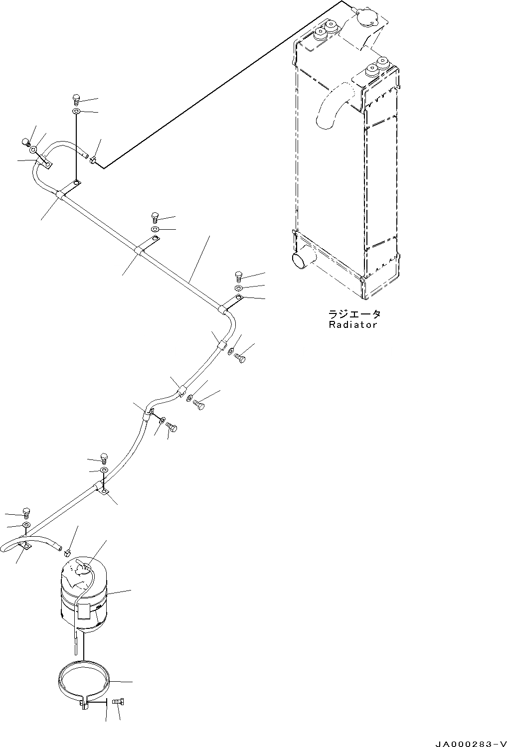 Схема запчастей Komatsu D39PX-22 - РАДИАТОР, РЕЗЕРВН. БАК (№-) РАДИАТОР