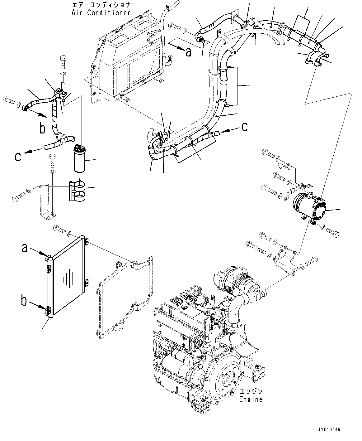 Схема запчастей Komatsu PC45MR-3 - ДВИГАТЕЛЬ БЛОК, ТРУБКИ КОНДИЦИОНЕРА (/) (№-7) ДВИГАТЕЛЬ БЛОК, С КОНДИЦИОНЕРОМ