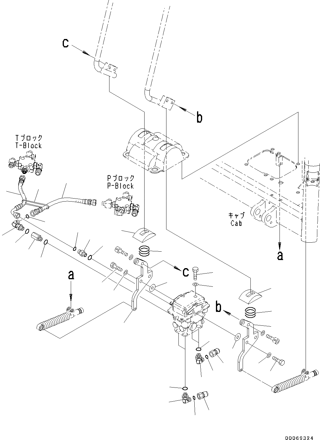 Схема запчастей Komatsu PC45MR-3 - КАБИНА, ПОЛ, PPC ТРУБЫ ДЛЯ ХОД КЛАПАН (№-) КАБИНА, -НАВЕСН. ОБОРУД, С КОНДИЦИОНЕРОМ