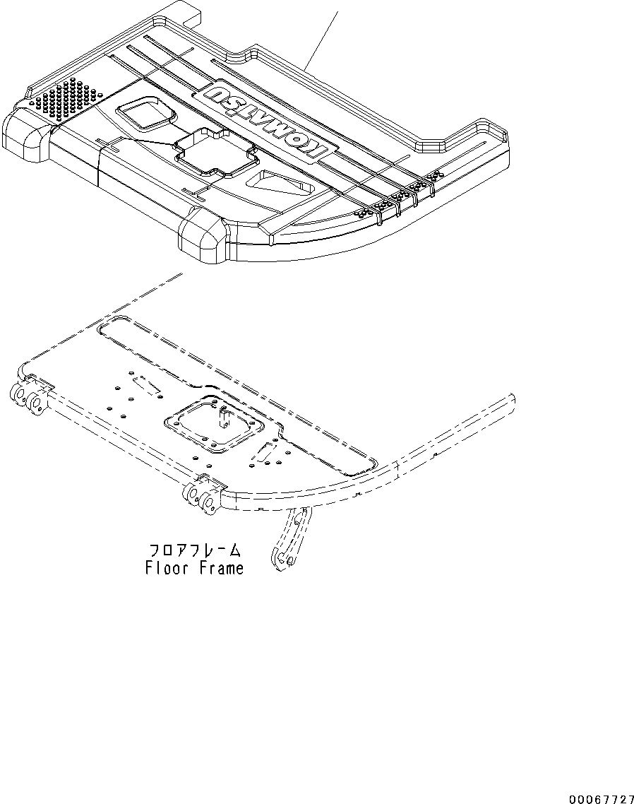 Схема запчастей Komatsu PC45MR-3 - ПОКРЫТИЕ ПОЛА(№-) ПОЛ МАТЕРИАЛ, ДЛЯ СИСТЕМА ROPS