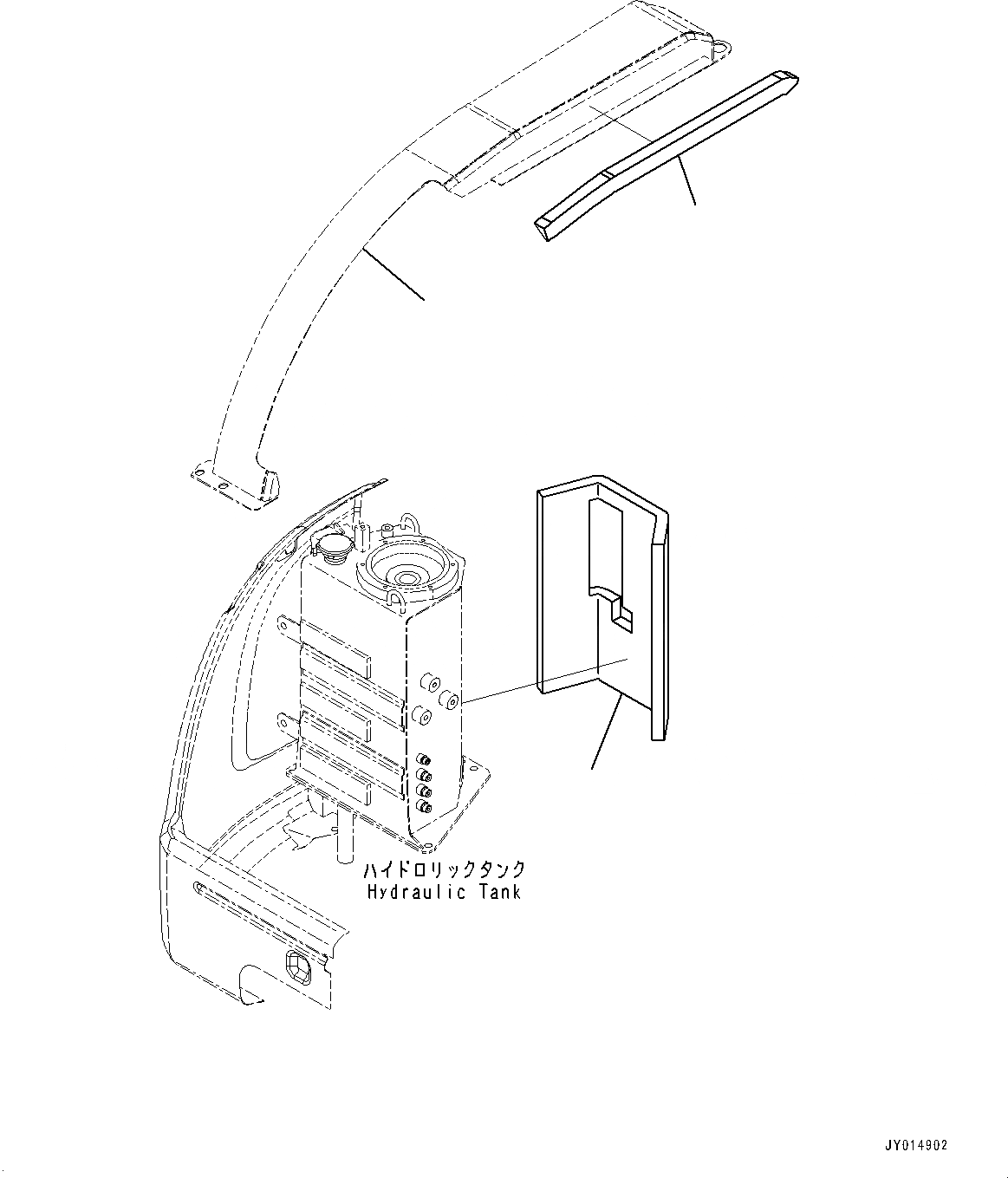 Схема запчастей Komatsu PC45MR-3 - КАПОТ, ГИДР. БАК. КРЫШКА(№7-) КАПОТ, ДЛЯ КАБИНА ROPS