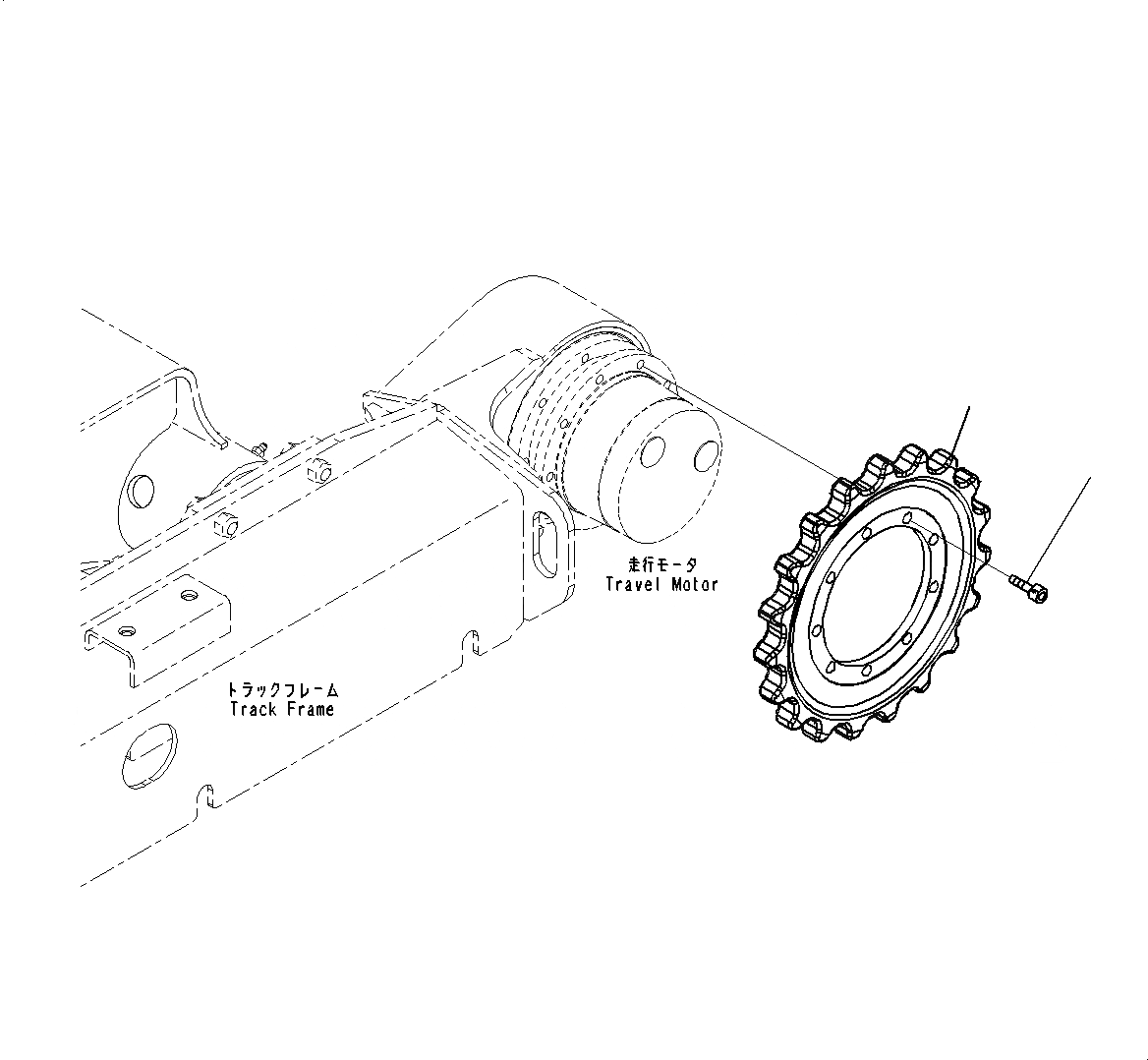 Схема запчастей Komatsu PC18MR-3 - ГУСЕНИЧНАЯ РАМА, ЗВЕЗДОЧКА (№-) ГУСЕНИЧНАЯ РАМА, РЕГУЛЯТОР ТИП, STEEL