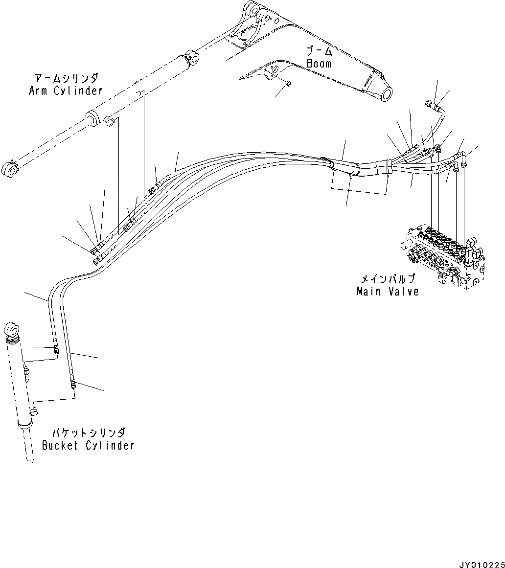 Схема запчастей Komatsu PC18MR-3 - СТРЕЛА, ШЛАНГИ (№-) СТРЕЛА, -НАВЕСН. ОБОРУД