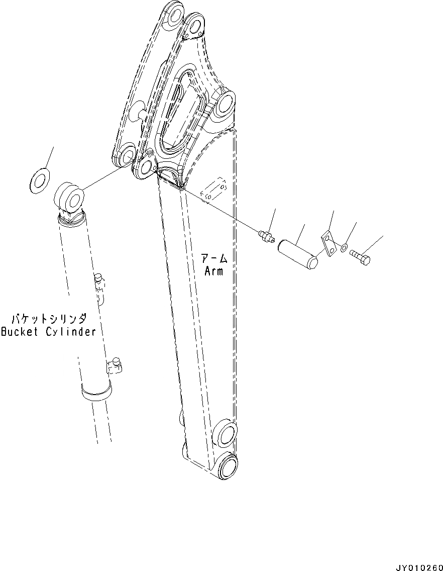 Схема запчастей Komatsu PC18MR-3 - РУКОЯТЬ, ПАЛЕЦ, ЦИЛИНДР КОВША (№-) РУКОЯТЬ, -НАВЕСН. ОБОРУД, ДЛЯ СЕВ. АМЕРИКИ