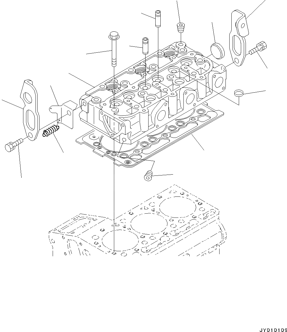 Схема запчастей Komatsu 3D67E-2A - ДВИГАТЕЛЬ, ГОЛОВКА ЦИЛИНДРОВ (№8A7-) ДВИГАТЕЛЬ, ДВОЙНОЙ ЭЛЕМЕНТ ТИП