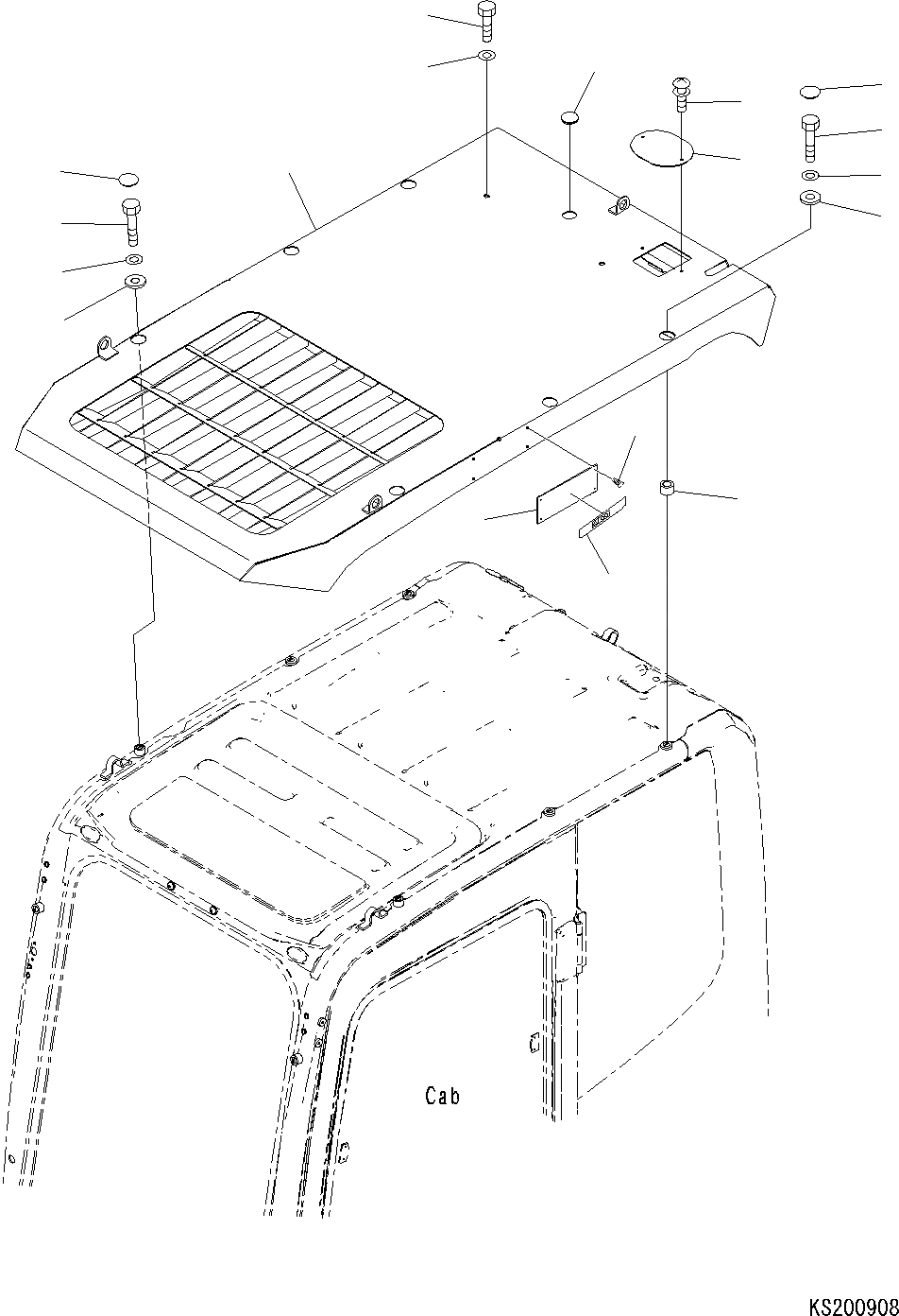 Схема запчастей Komatsu PC130-8 - ВЕРХН. ЗАЩИТА, УРОВЕНЬ K OPERATORґS ОБСТАНОВКА И СИСТЕМА УПРАВЛЕНИЯ