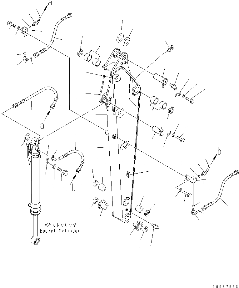 Схема запчастей Komatsu PC130-8 - РУКОЯТЬ, РУКОЯТЬ (.M) T РАБОЧЕЕ ОБОРУДОВАНИЕ