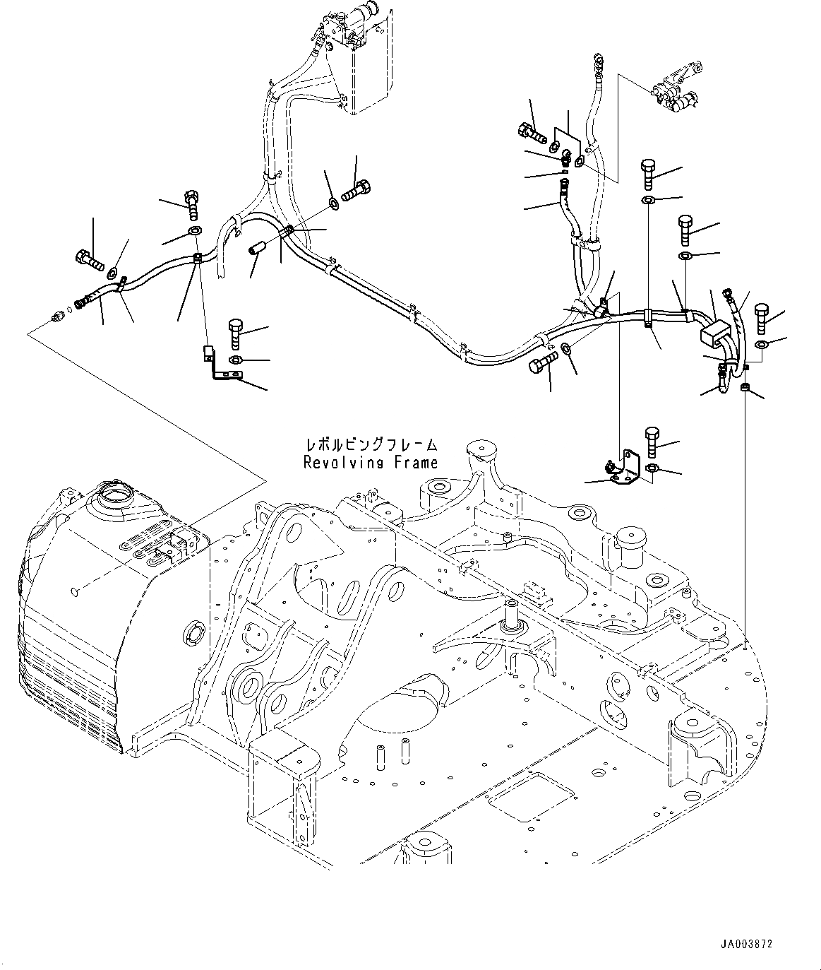 Схема запчастей Komatsu PC88MR-8 - ТОПЛИВН. ПОДАЮЩ. ТРУБЫ, ВОЗВРАТ. ТРУБЫ (№-) ТОПЛИВН. ПОДАЮЩ. ТРУБЫ, ДЛЯ MACHINE С ДОПОЛН. ТОПЛИВН. ФИЛЬТР. И ВОДООТДЕЛИТЕЛЬ