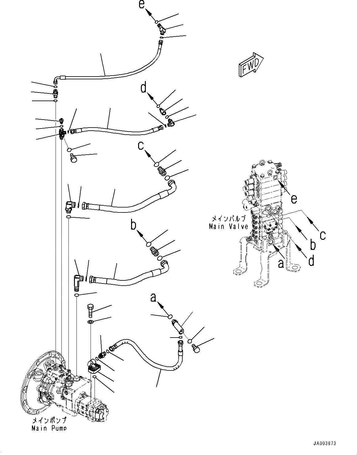 Схема запчастей Komatsu PC88MR-8 - ПОДАЮЩ. ТРУБЫ (№-) ПОДАЮЩ. ТРУБЫ, ДЛЯ MACHINE С ДОПОЛН. ТОПЛИВН. ФИЛЬТР. И ВОДООТДЕЛИТЕЛЬ