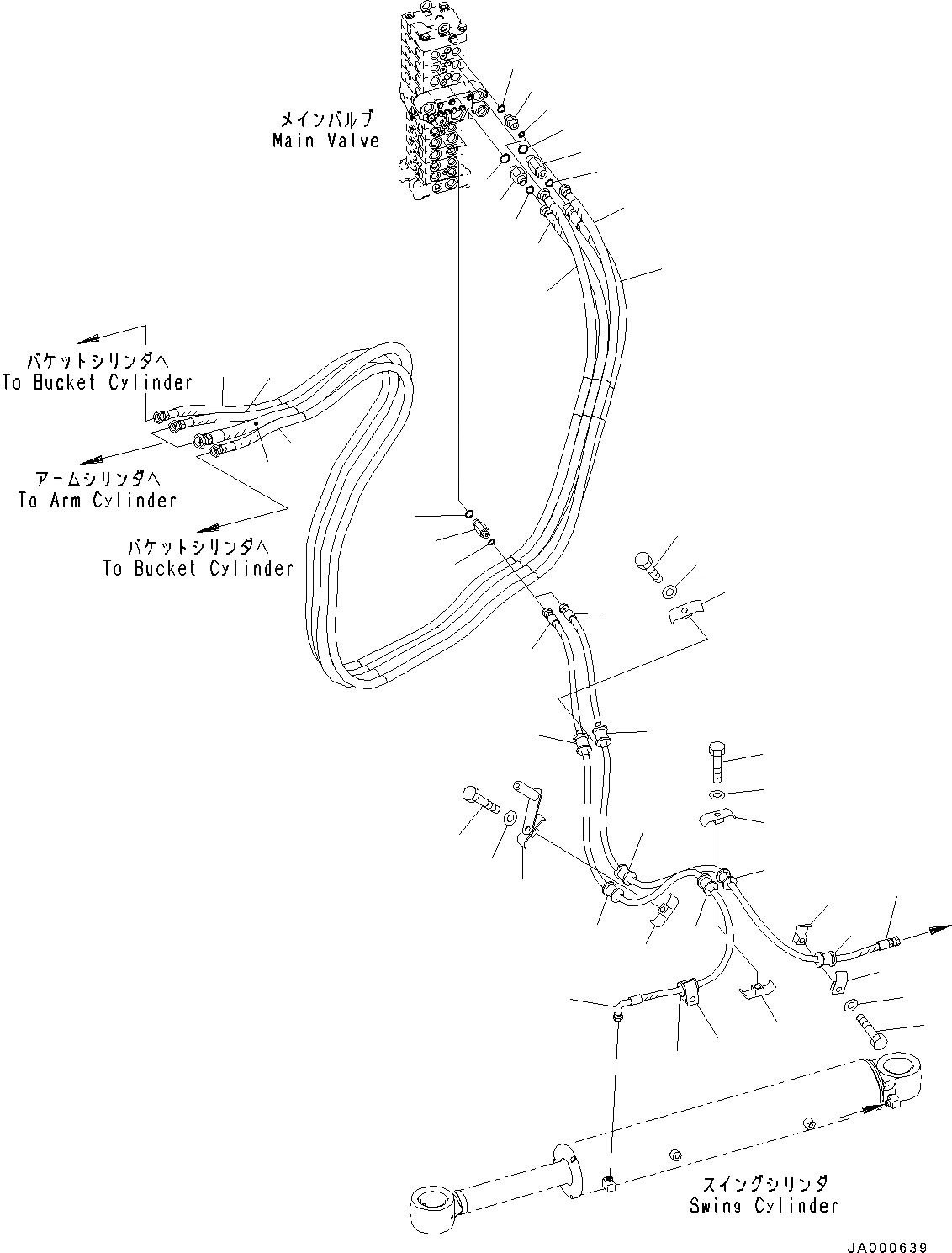 Схема запчастей Komatsu PC88MR-8 - РУКОЯТЬ И КОВШ ТРУБЫ (№-) РУКОЯТЬ И КОВШ ТРУБЫ, БЕЗ POWER ANGEL ОТВАЛ