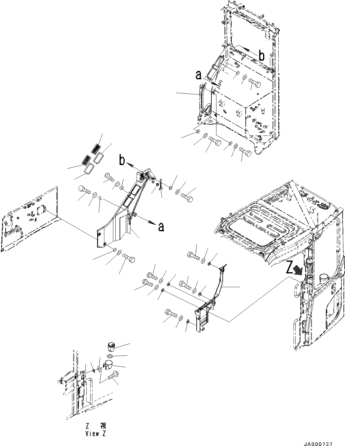 Схема запчастей Komatsu PC88MR-8 - КАБИНА, ЗАДН. КРЫШКА И ЗАДН. ВОЗДУХОВОД (№-) КАБИНА, С KOMTRAX, ДЛЯ СТРАН ЕС ARRANGEMENT