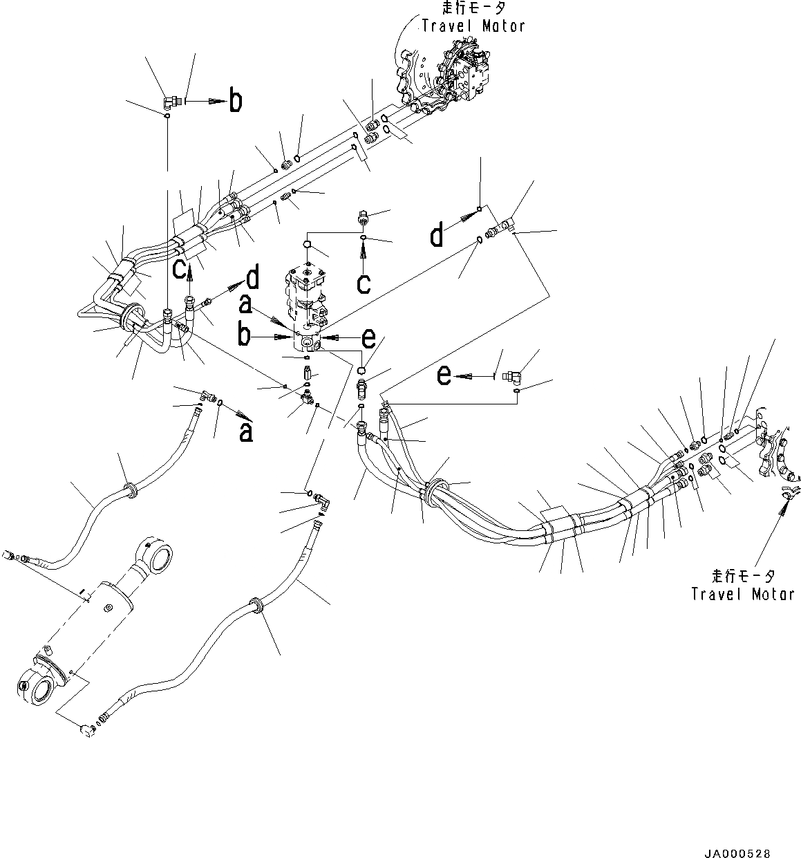 Схема запчастей Komatsu PC88MR-8 - ГИДРОЛИНИЯ ХОДА(№-) ХОД ТРУБЫ, БЕЗ POWER ANGEL ОТВАЛ