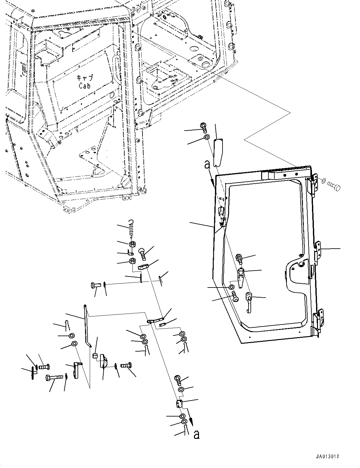 Схема запчастей Komatsu D31PX-22 - КАБИНА ROPS, ДВЕРЬ И LATCH, ЛЕВ. (№-) КАБИНА ROPS, С KOMTRAX, GPRS