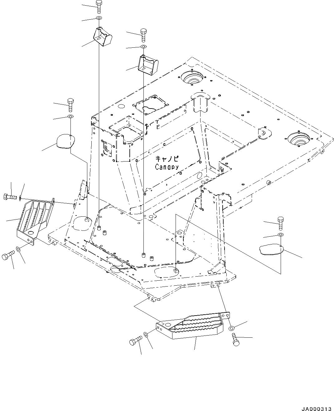 Схема запчастей Komatsu D31PX-22 - СИСТЕМА ROPS, НАВЕС КРЕПЛЕНИЕ (№-) СИСТЕМА ROPS, С МАСТЕР КЛЮЧ, ДЛЯ MACHINE С НАВЕСОМ ОБОГРЕВАТЕЛЬ.