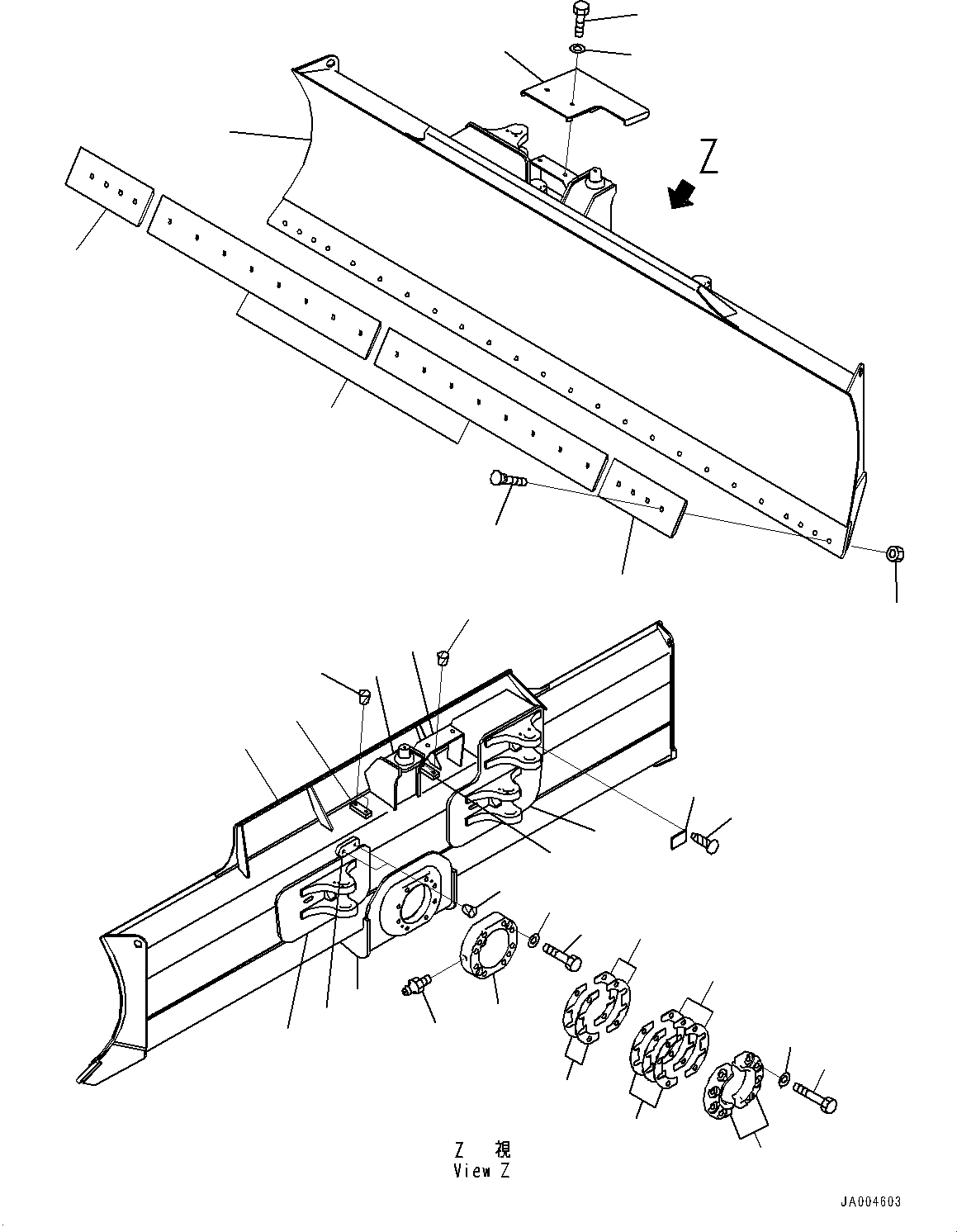 Схема запчастей Komatsu D31PX-22 - DOZER ОТВАЛ (№-) DOZER ОТВАЛ, С ПОВОРОТН. ОТВАЛ С ИЗМ. УГЛОМ DOZER, МЕХАНИЧ.-PITCH, ШИР.