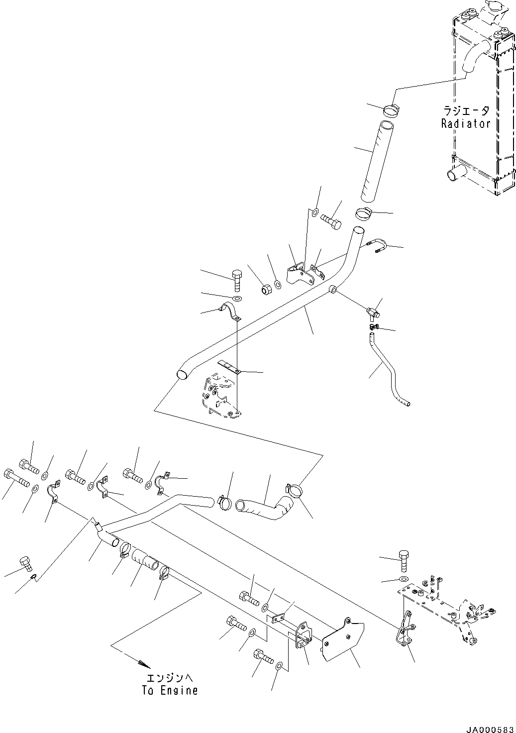 Схема запчастей Komatsu D37EX-22 - СИСТЕМА ОХЛАЖДЕНИЯ, СИСТЕМА ТРУБ РАДИАТОРА (/) (№-) СИСТЕМА ОХЛАЖДЕНИЯ, С ПОВОРОТН. OUT ЗАСЛОНКА РАДИАТОРА, ДЛЯ СТРАН ЕС БЕЗОПАСН. REGULATION