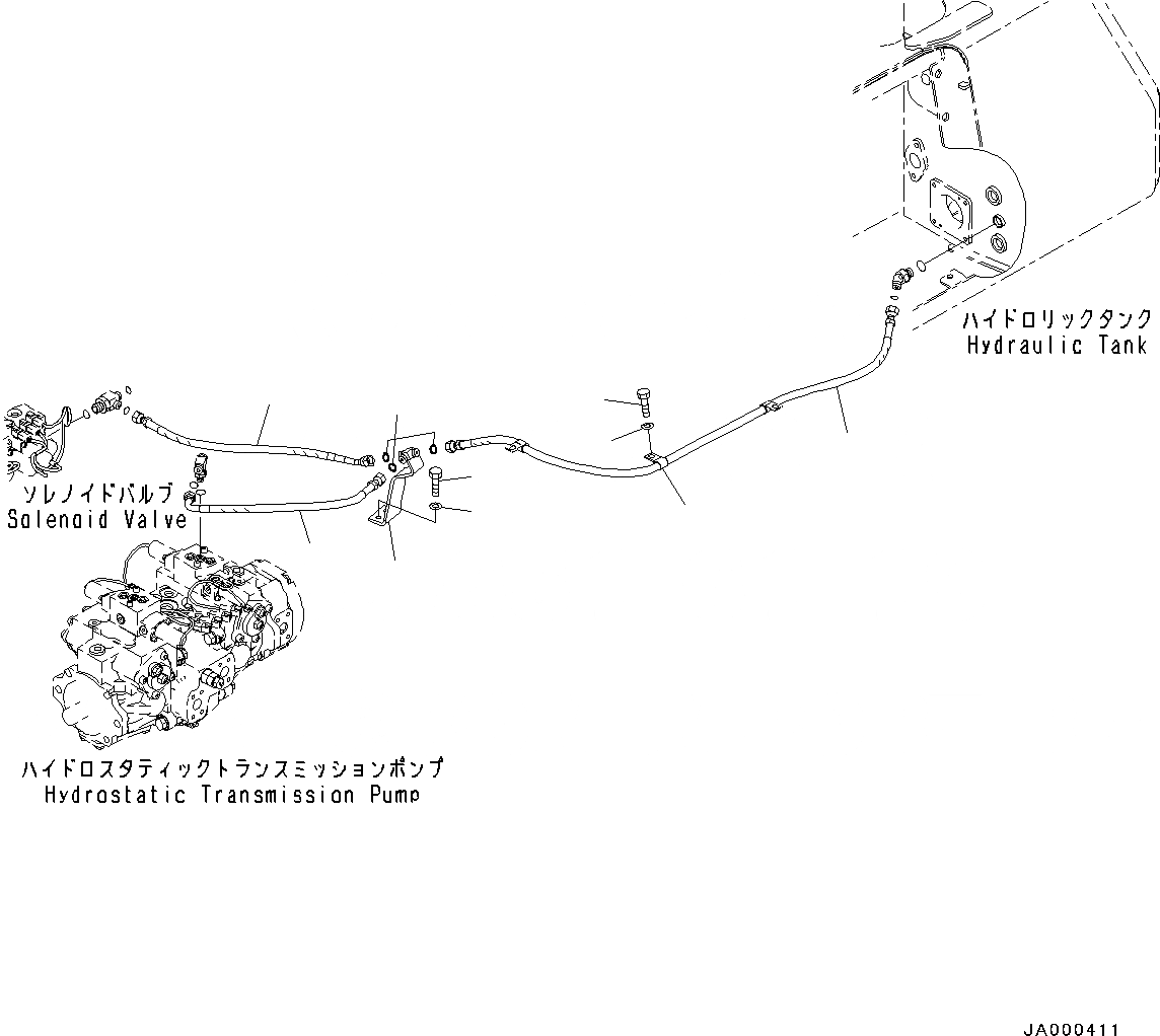 Схема запчастей Komatsu D37EX-22 - МОТОР ХОДА ДРЕНАЖН. ТРУБЫ, HST НАСОС - ГИДР. БАК. (№-) МОТОР ХОДА ДРЕНАЖН. ТРУБЫ