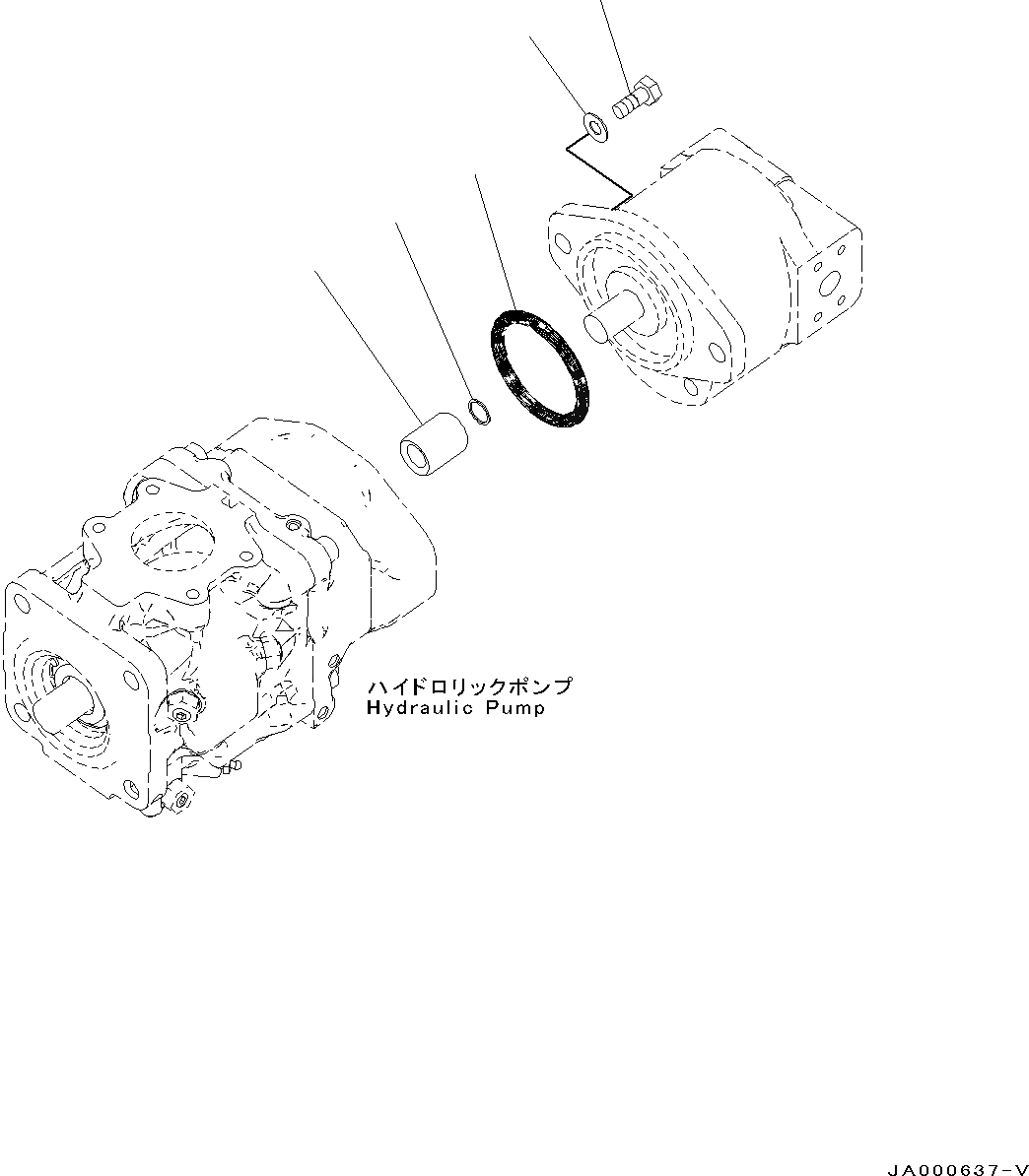 Схема запчастей Komatsu D37EX-22 - ГИДРАВЛ МАСЛ. НАСОС, ПОДКАЧИВАЮЩ. НАСОС, СОЕДИНЕНИЕ (№-) ГИДРАВЛ МАСЛ. НАСОС
