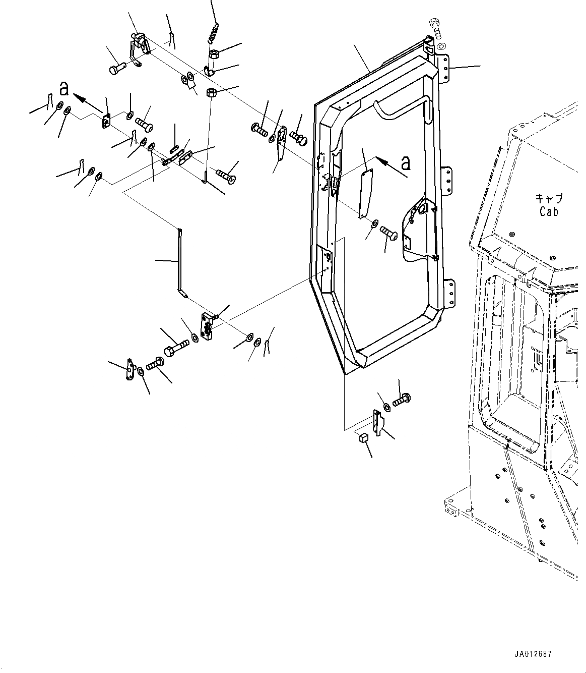 Схема запчастей Komatsu D37EX-22 - КАБИНА ROPS, ДВЕРЬ И LATCH, ПРАВ. (№-) КАБИНА ROPS, PROVISION ДЛЯ РАДИО УСТАНОВКА, ДЛЯ MACHINE С KOMTRAX