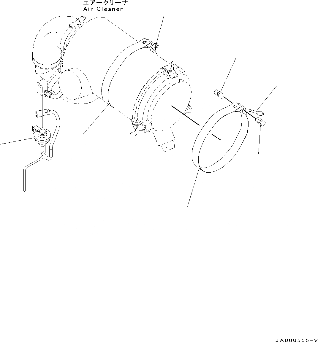 Схема запчастей Komatsu D37PX-22 - ВОЗДУХООЧИСТИТЕЛЬ, КОМПОНЕНТЫ (№-) ВОЗДУХООЧИСТИТЕЛЬ, С ВПУСК ВОЗДУХА ПРЕФИЛЬТР