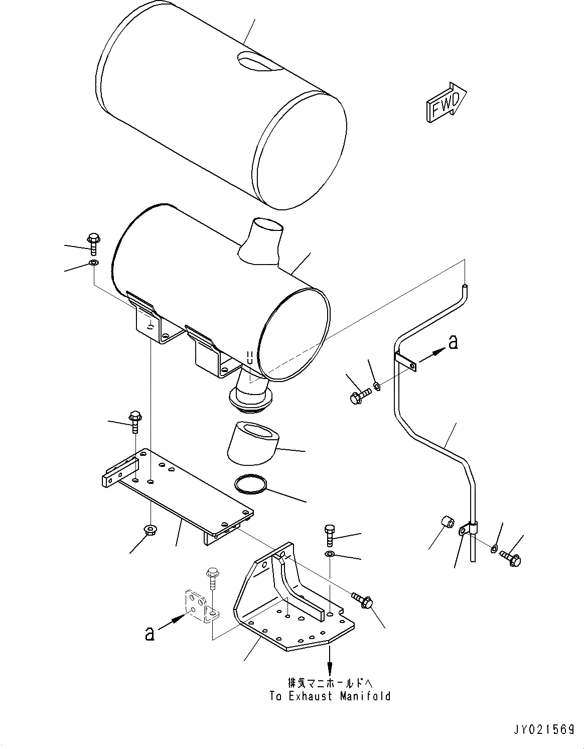 Схема запчастей Komatsu SAA4D95LE-5BB - ВЫПУСКН. ГЛУШИТЕЛЬ (№7-) ВЫПУСКН. ГЛУШИТЕЛЬ, С ВЫПУСКНОЙ КОЛЛЕКТОР COVER