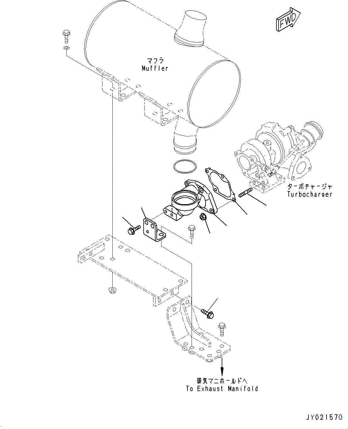 Схема запчастей Komatsu SAA4D95LE-5BB - ВЫПУСКН. СИСТЕМА ТРУБ ГЛУШИТЕЛЯ (№8-) ВЫПУСКН. СИСТЕМА ТРУБ ГЛУШИТЕЛЯ