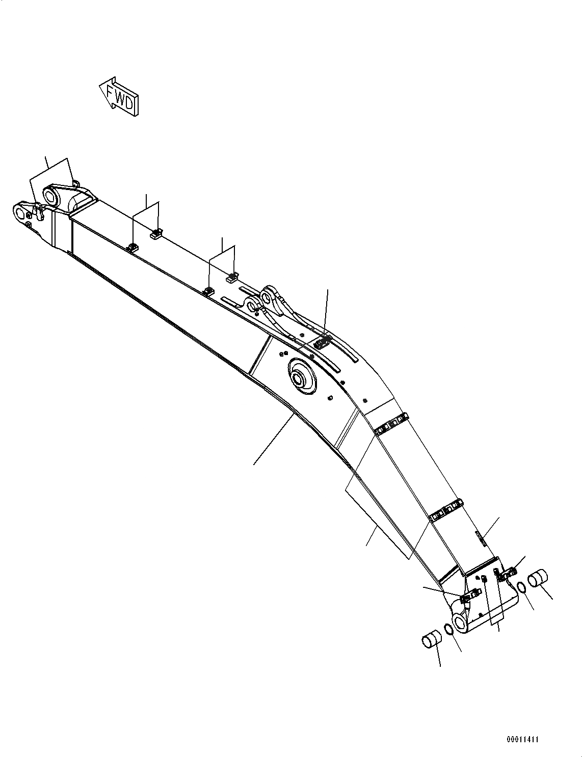 Схема запчастей Komatsu PC400LC-8 - СТРЕЛА, СТРЕЛА И ВТУЛКА (№7-) СТРЕЛА, 7MM, KUK, ДЛЯ БЫСТРОСЪЕМН. МЕХ-М, KAL