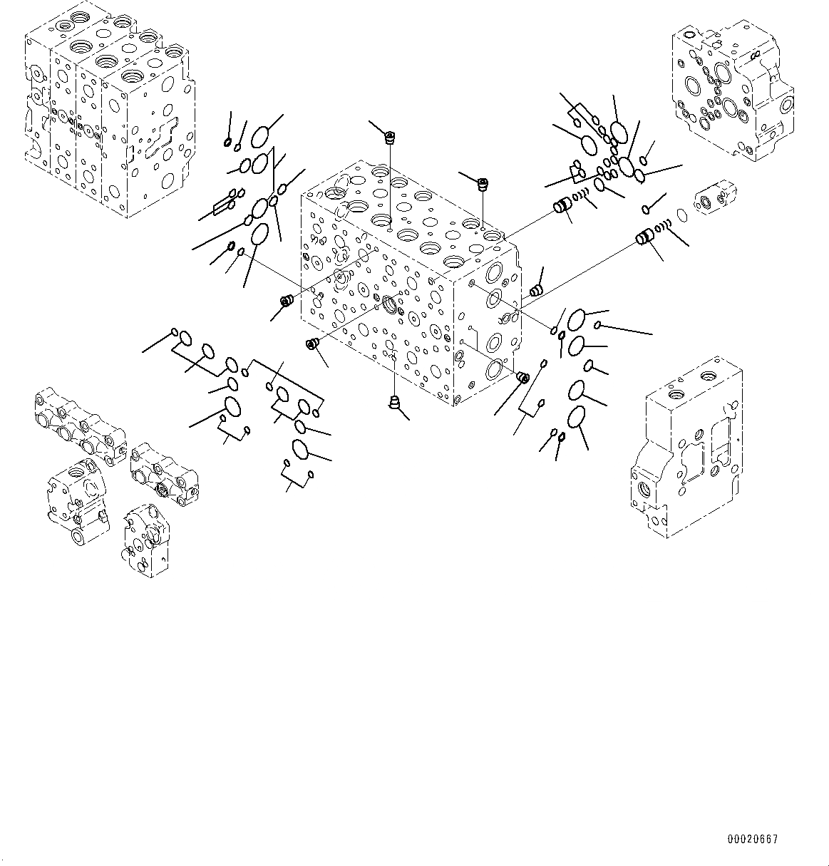 Схема запчастей Komatsu PC400-8 - УПРАВЛЯЮЩ. КЛАПАН, ВНУТР. ЧАСТИ (/) (№7-) УПРАВЛЯЮЩ. КЛАПАН, С -ДОПОЛН. АКТУАТОР ТРУБЫ, АККУМУЛЯТОР