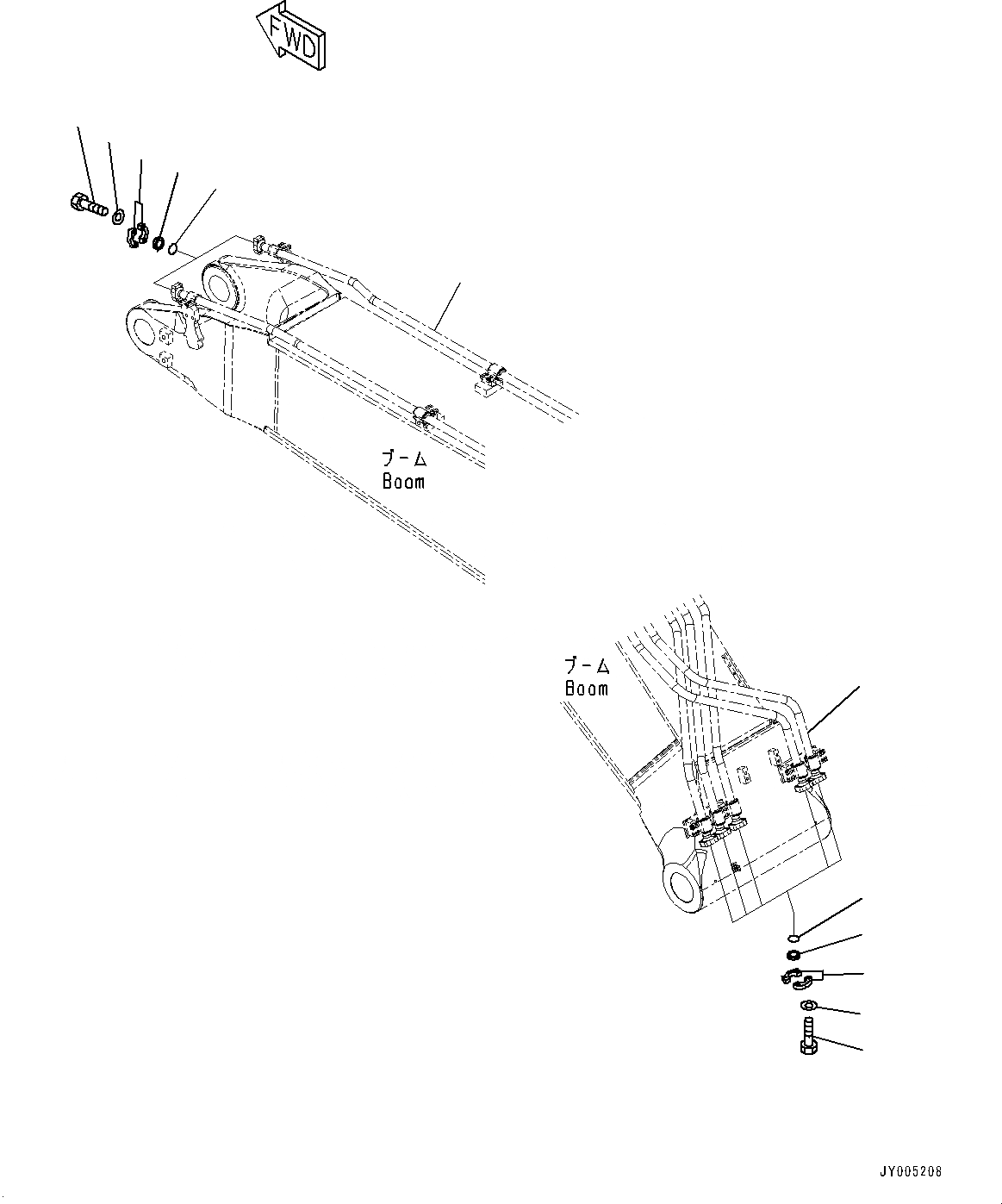 Схема запчастей Komatsu PC400-8 - СТРЕЛА, ЭЛЕМЕНТЫ (№7-) СТРЕЛА, 7MM, ЧАС. СМАЗКА INTERVAL