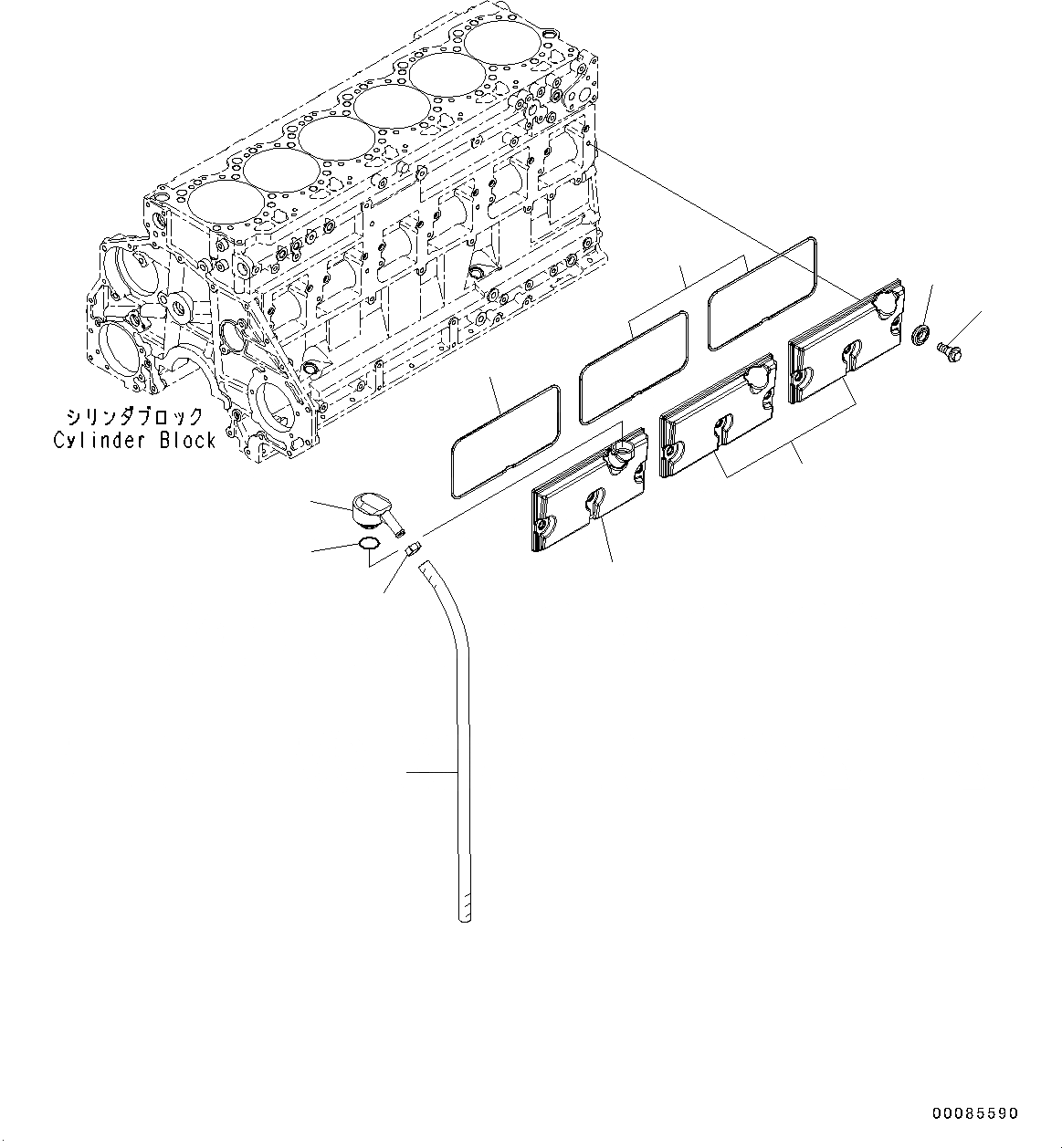Схема запчастей Komatsu SAA6D125E-5F - КРЫШКА ТОЛКАТЕЛЕЙ КЛАПАНА, (№9-) КРЫШКА ТОЛКАТЕЛЕЙ КЛАПАНА, С САПУН