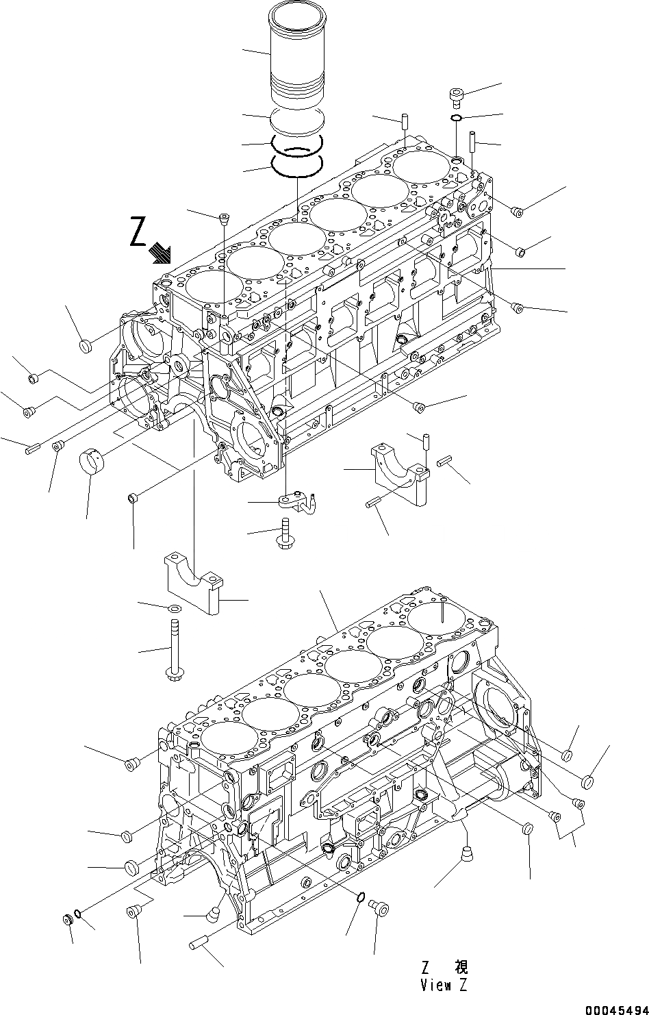 Схема запчастей Komatsu SAA6D125E-5F - БЛОК ЦИЛИНДРОВ (№-) БЛОК ЦИЛИНДРОВ